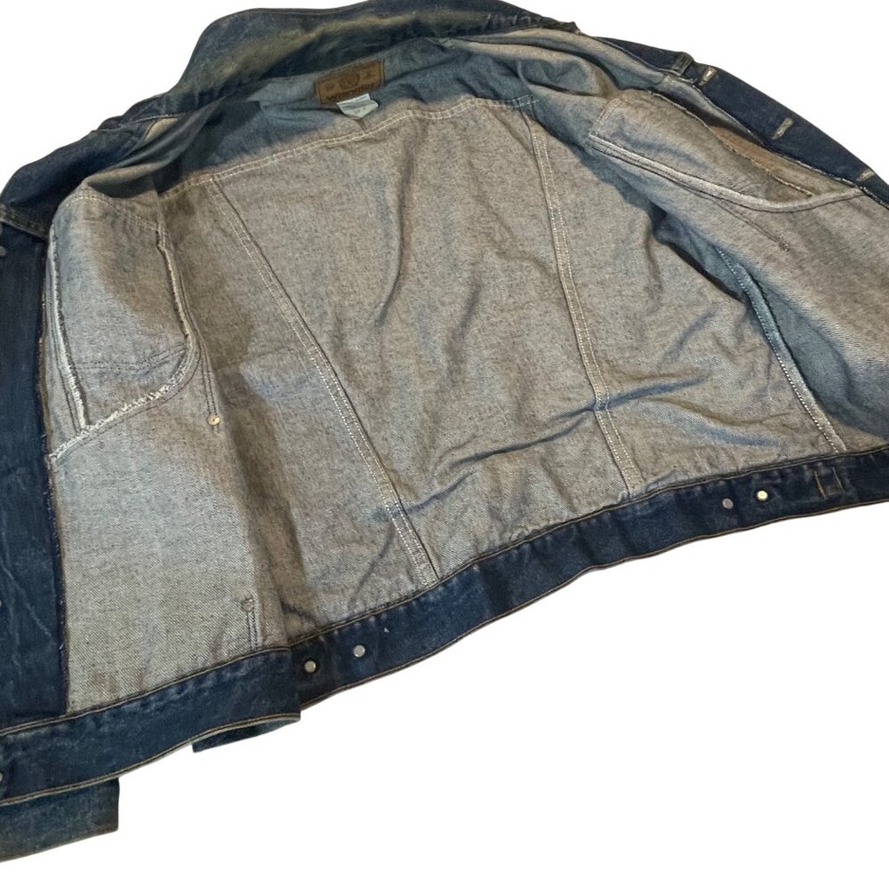 Vintage Elvis Presley Blue Jean Denim Jacket Unique Vibrant Back Print XL - Picture 4 of 16